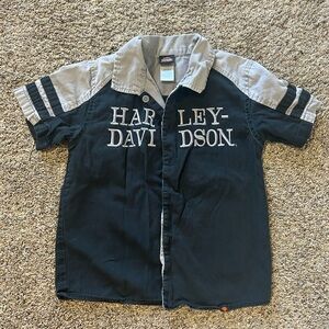 Harley-Davidson Kids Black and Gray Button Down Shirt